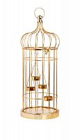 подсвечник-фонарь золотой на 4 свечи клетка shabby, 58 см в Москве