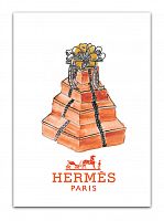 постер hermes подарочные коробки на белом фоне, а3 в Москве