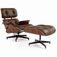 кресло eames style lounge chair & ottoman premium коричневое в Москве