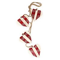 гирлянда новогодняя подвесная сердца в красную полоску со снежинками christmas hearts, 60 см в Москве