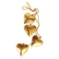 гирлянда новогодняя подвесная сердца золотые golden hearts, 65 см в Москве