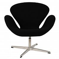 кресло arne jacobsen style swan chair черная шерсть в Москве