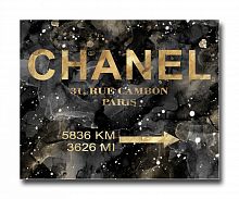 постер chanel на чёрном в золотом a4 в Москве