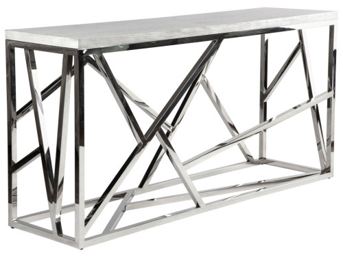 консоль geometric 180x50x90 хром, белая столешница в Москве