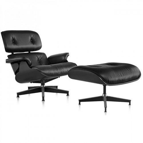 кресло eames style lounge chair черное в Москве