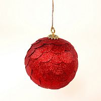 шар новогодний красный с блестящими чешуйками paper ball, 10 см в Москве