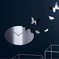 часы настенные серебристые бабочки butterfly в Москве