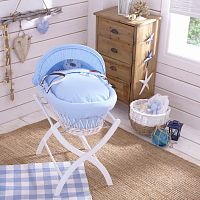 колыбель-переноска gift wicker moses basket белая, голубое белье в Москве