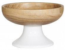 ваза деревянная плоская на белой ножке 19 см snowy tree в Москве