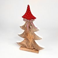 украшение новогоднее большое ель деревянная красная в горошек love tree, 42х27х5 см в Москве