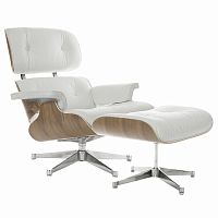 кресло eames style lounge chair & ottoman белое в Москве