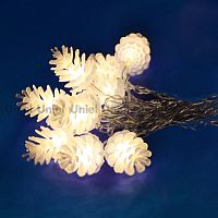 светодиодная гирлянда «шишки» 280см белая (09582) uniel uld-s0280-020/dta warm white ip20 pine cones в Москве