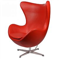 кресло arne jacobsen style egg chair кожа красное в Москве