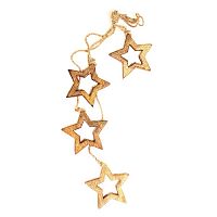 гирлянда новогодняя подвесная звезды деревянные с отверстием wooden stars, 65 см в Москве