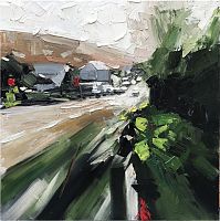 картина маслом зеленая улица в Москве