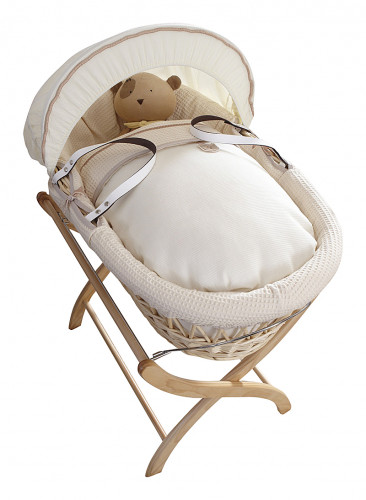 колыбель-переноска premium moses basket натуральная, кремовое белье в Москве