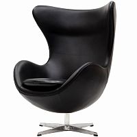 кресло с подлокотниками arne jacobsen style egg chair черное в Москве