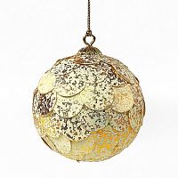 шар новогодний золотой с мраморными чешуйками paper ball, 10 см в Москве