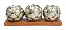 подсвечник сеербряный на 3 свечи на подставке шишки fir cone, 28 см в Москве