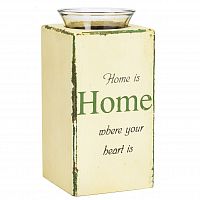подсвечник деревянный бежевый со стеклом дом там, где сердце provence white, 18 см в Москве