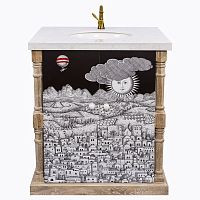Тумба с раковиной Старый город Снег Fornasetti