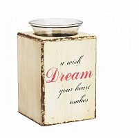подсвечник деревянный бежевый со стеклом мечта твоего сердца provence cream, 15 см в Москве