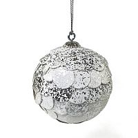 шар новогодний серебряный с мраморными чешуйками paper ball, 10 см в Москве