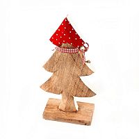 украшение новогоднее ель деревянная красная в горошек love tree, 28х12х6 см в Москве