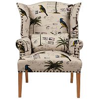 кресло мягкое с ушами quinn tufted armchair бежевое с рисунком в Москве