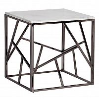 стол журнальный black chrome cube 55*55*56 см хром, белый в Москве